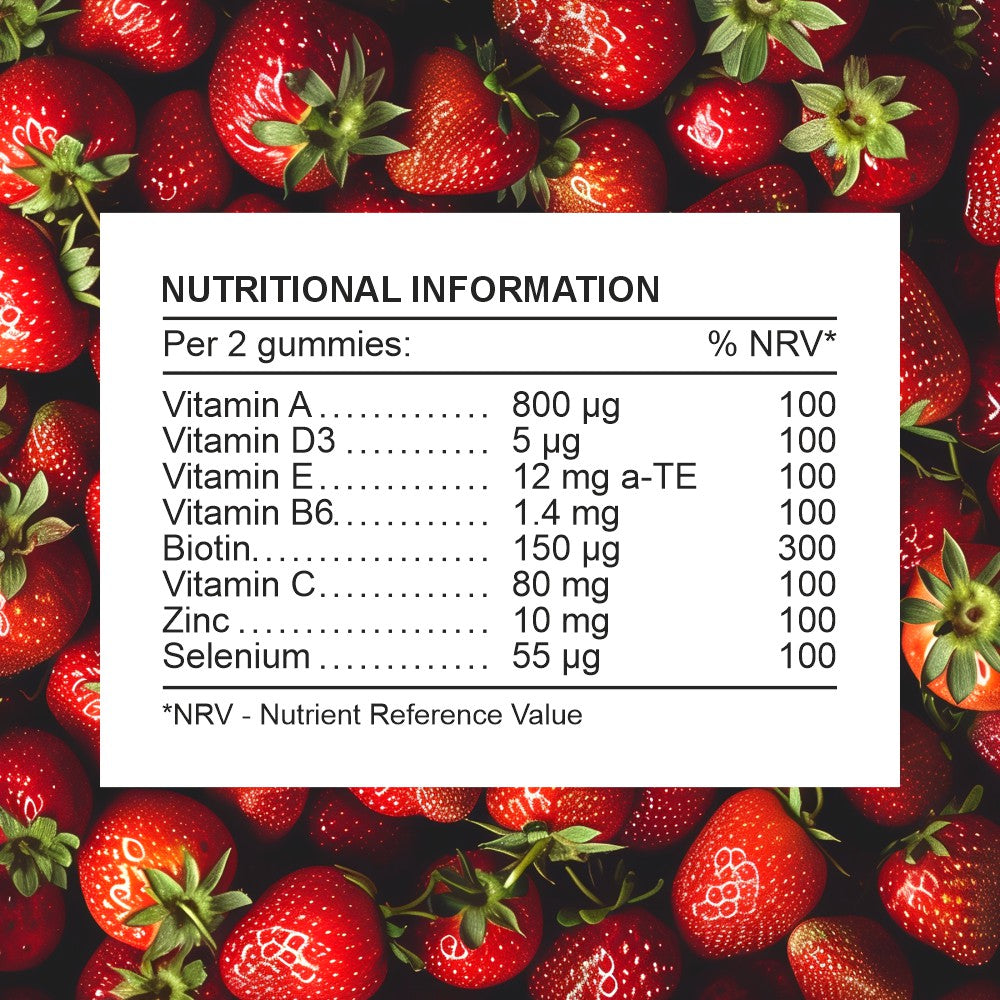 Vegan Hair, Skin, & Nails Gummies - Temple of Vitality - Hair, Skin & Nails Supplement Nutritional Information