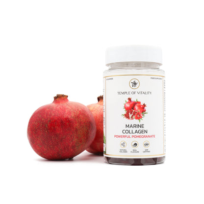 Premium Marine Collagen Gummies - Temple of Vitality - Pomegranate Flavoured Marine Collagen Supplement Gummies