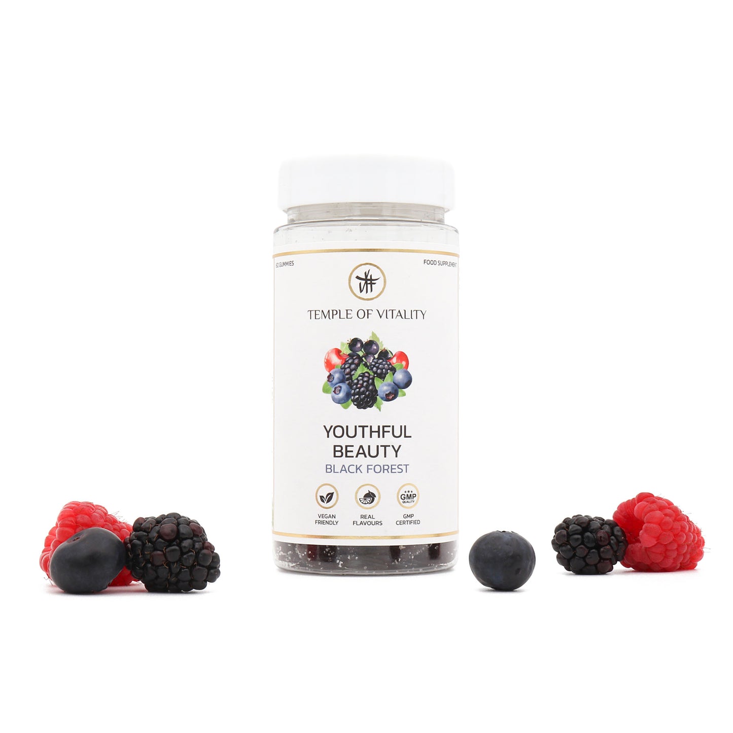 Youthful Beauty Q10 Antioxidant Gummies - Temple of Vitality - Black Forest Flavoured Anti-Aging Supplement Gummies