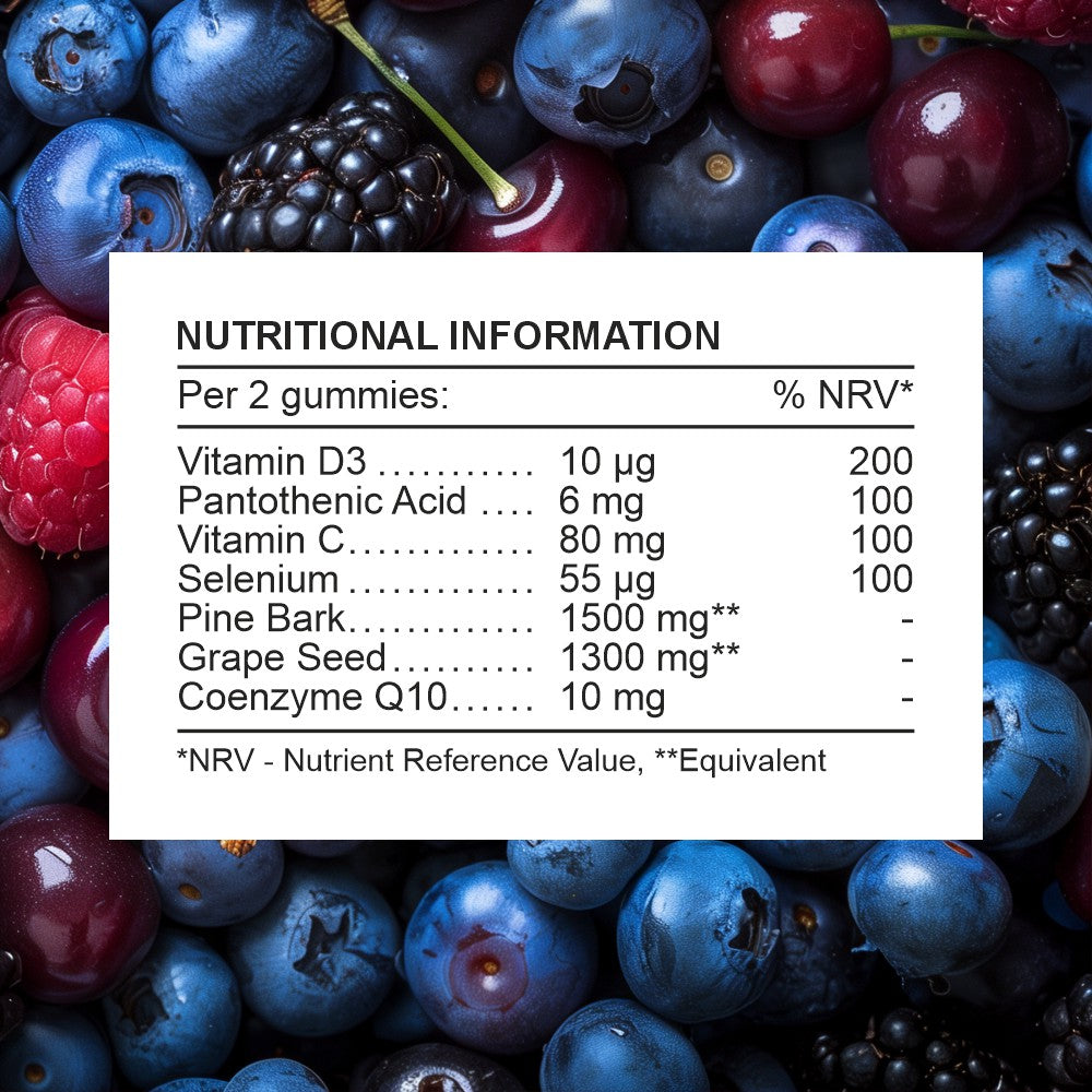 Youthful Beauty Q10 Antioxidant Gummies - Temple of Vitality - Anti-Aging Supplement Nutritional Information